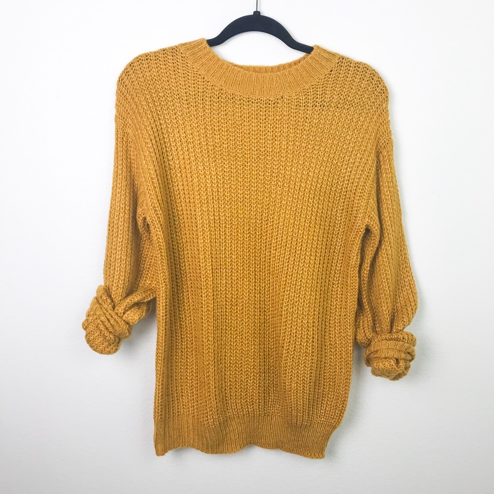 Mustard Crew Neck Knitted Sweater